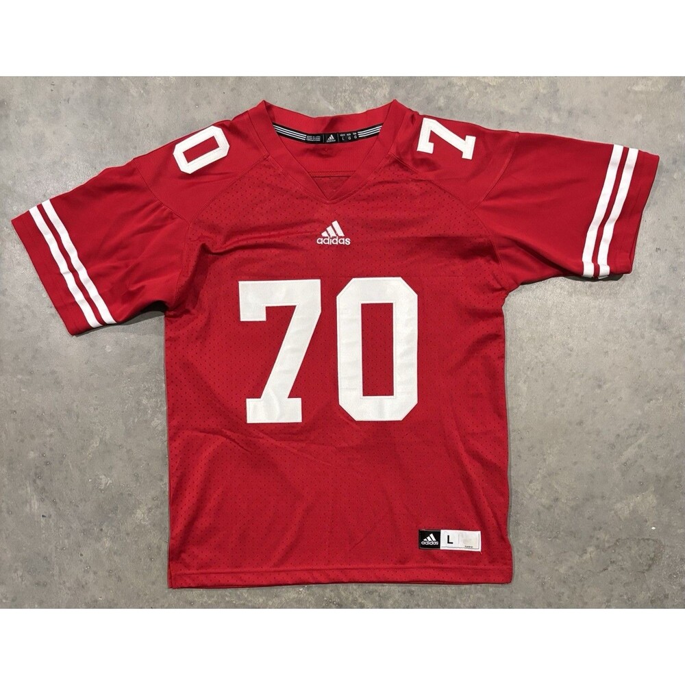 Adidas Wisconsin Badgers #70 Youth Football Jersey Stitched Red Size Large